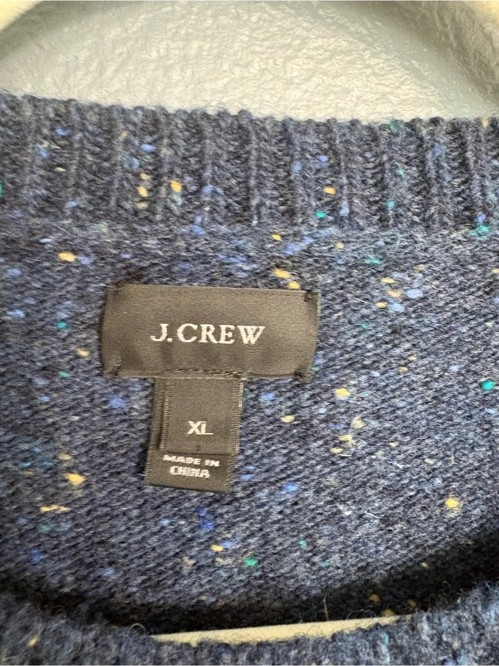 J. Crew Men’s XL Navy Donegal Speckled Wool Blend Crewneck Sweater